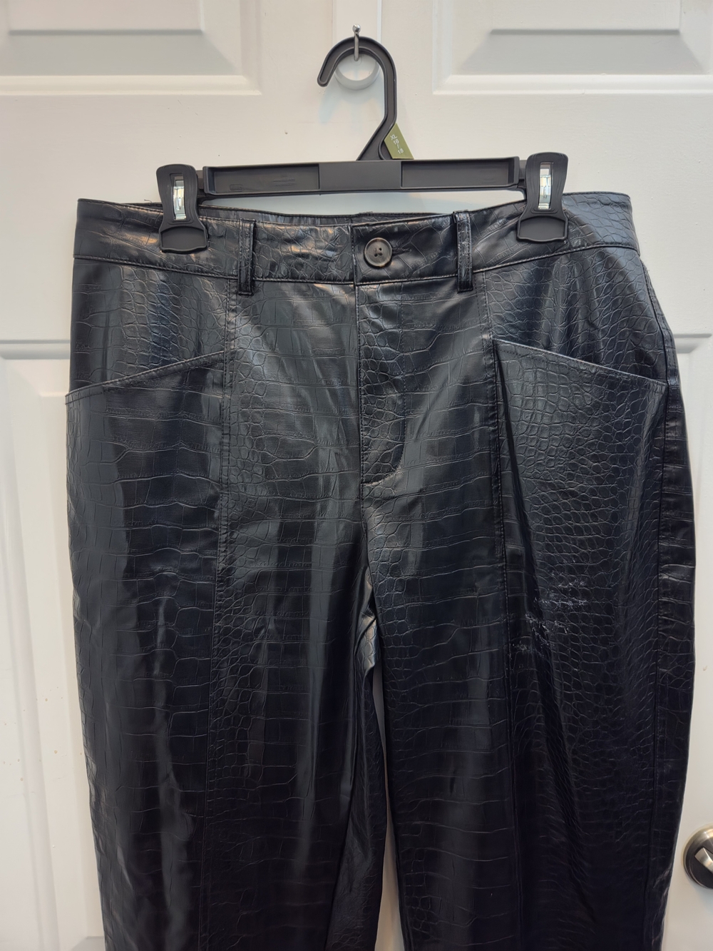 a new day Black Faux Croc Leather Men's Pants